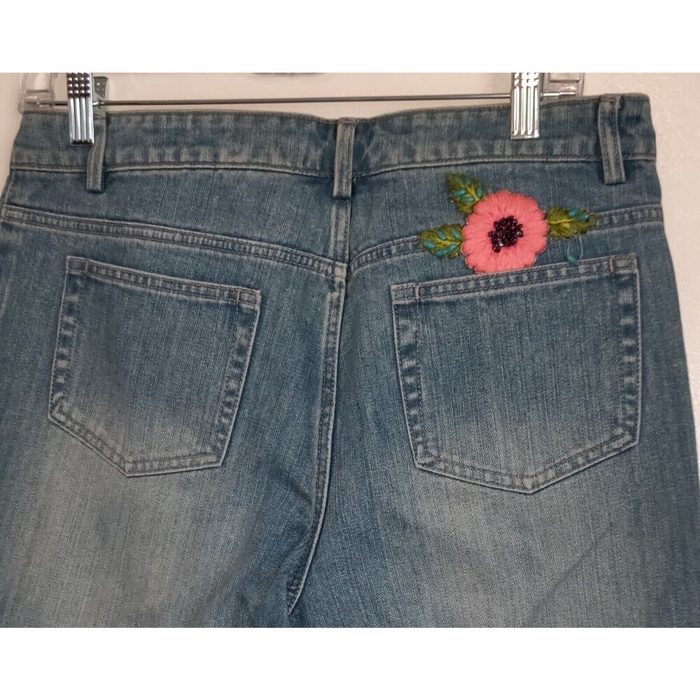 Vintage Y2K Embroidered Denim Jeans Sz 6 Dana Buchman Ileana Boho Boot Cut - Picture 10 of 16